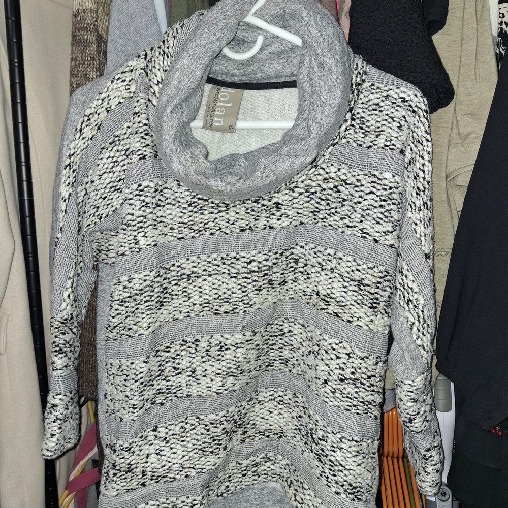 Dolan Black and Gray Cowl Neck Sweater